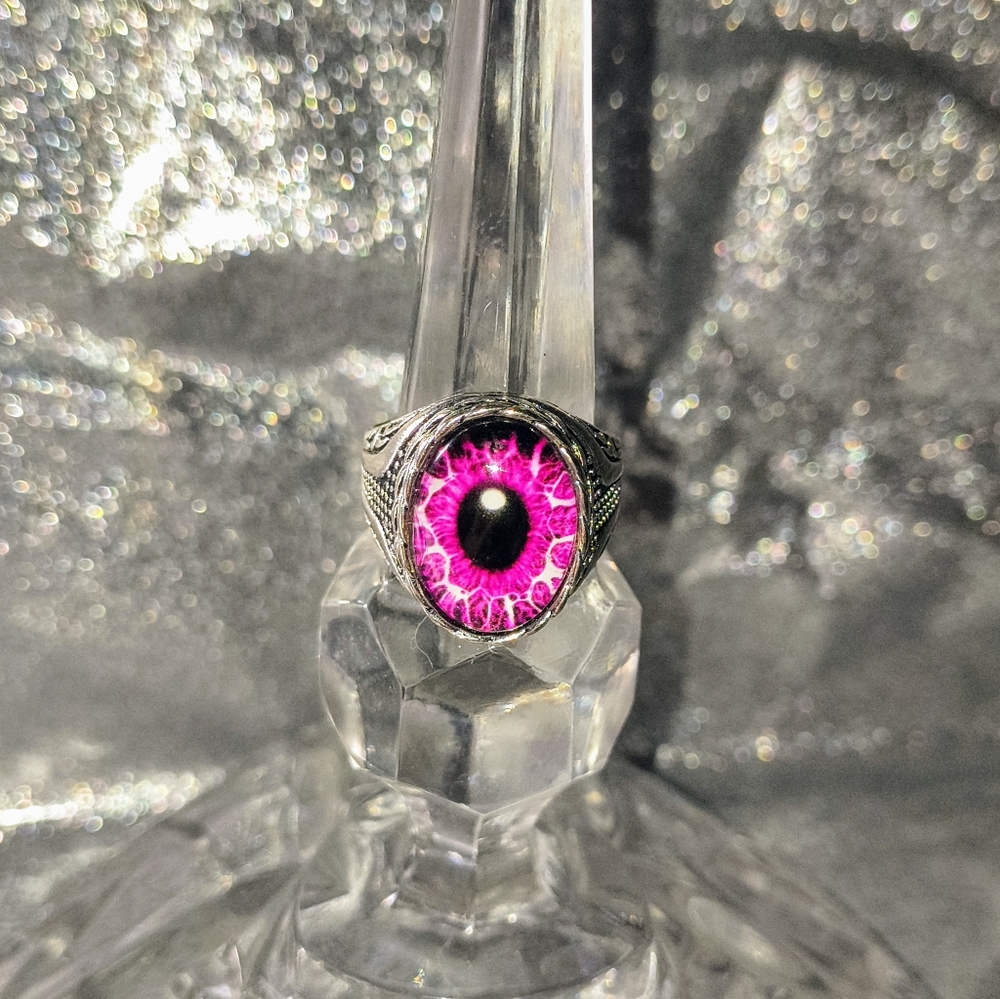 Ring, Eye Eyeball, Purple, Fashion Ring, Silver Tone, Size 10, Fun, Unique